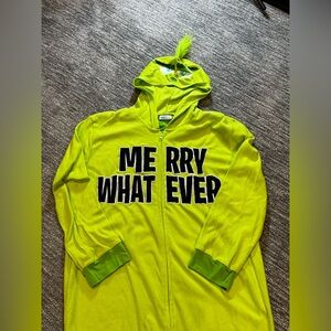Adult Unisex The Grinch Merry Whatever Christmas Onesie Fleece Cozy Pajamas